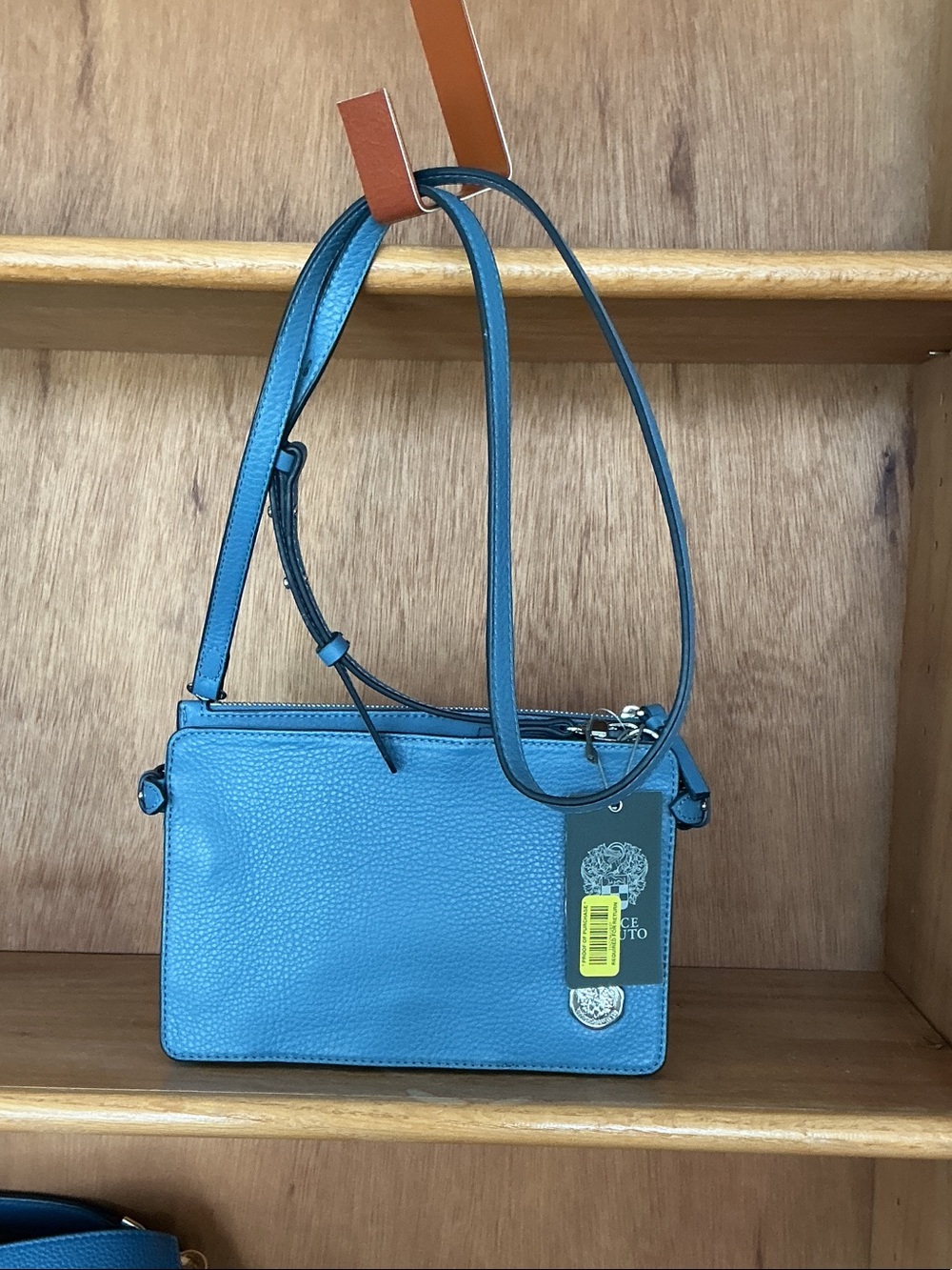 Vince Camuto Teal Pebbled Leather Crossbody - Picture 1 of 6
